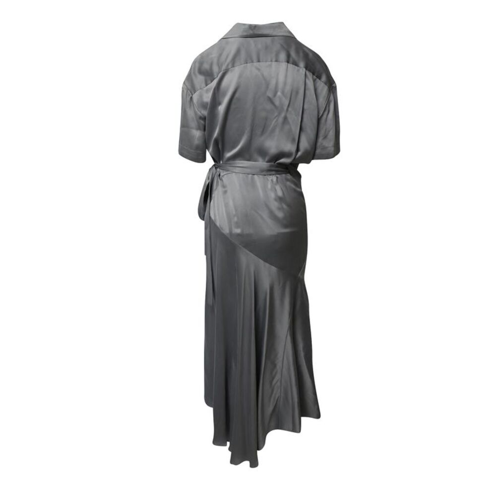 Burberry Midi Wrap Shirt Dress in Pale Blue Silk-Satin - Picture 3 of 6